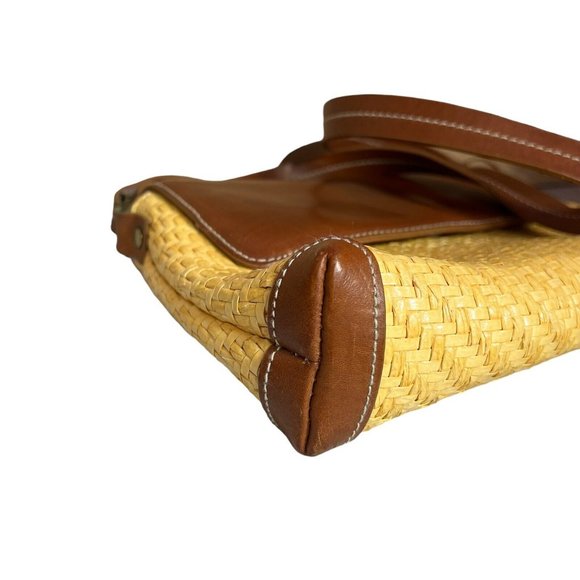 Fossil Straw Woven Shoulder Bag Brown Leather - Picture 7 of 12